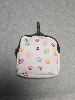White Paw Print Mini Pouch - Colorful Paw Pattern